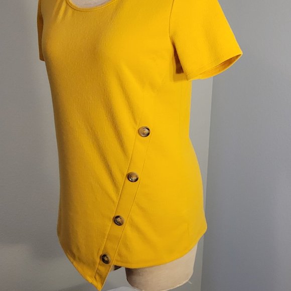 NAIF WOMENS  GOLDEN YELLOW SHORT SLEEVE TOP - Picture 9 of 11